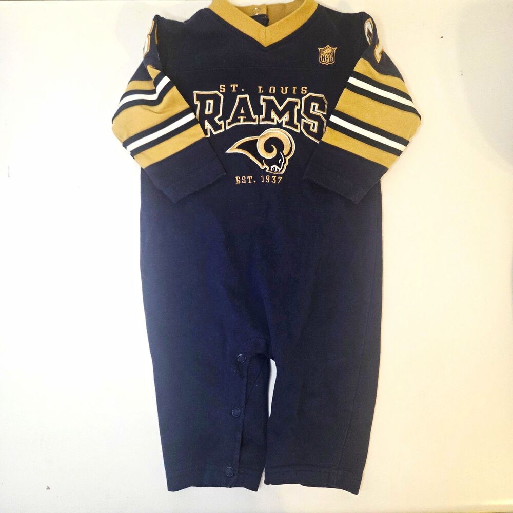 NFL St. Louis Rams Logo Coverall Long Sleeve Snap Cotton Jersey 6-9M